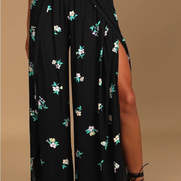 NWT Billabong Wide Leg Black and Green Pants - Picture 1 of 10